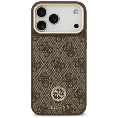Husa MagSafe pentru Apple iPhone 18 Pro Max / 17 Pro Max, Guess, 4G Strass Logo, Maro