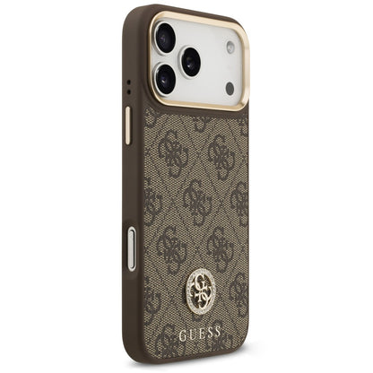 Husa MagSafe pentru Apple iPhone 18 Pro Max / 17 Pro Max, Guess, 4G Strass Logo, Maro