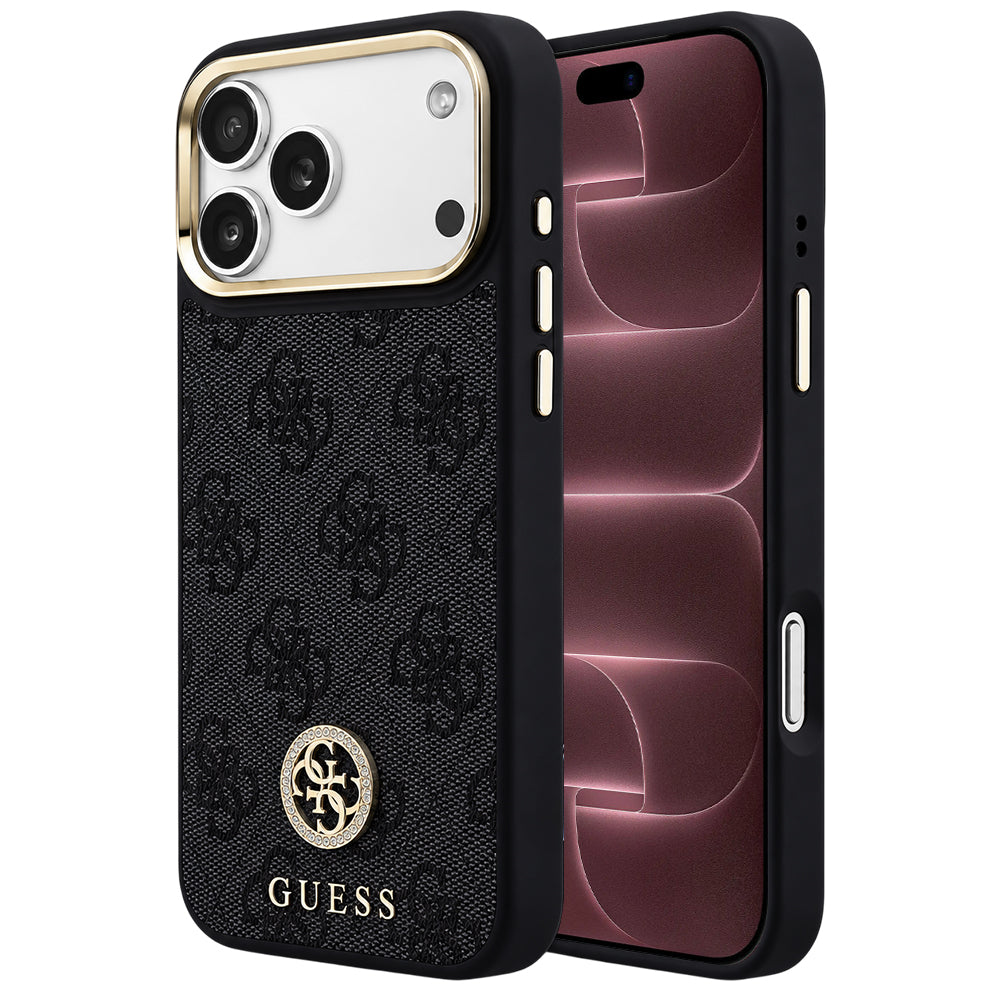 Husa MagSafe pentru Apple iPhone 18 Pro Max / 17 Pro Max, Guess, 4G Strass Logo, Neagra