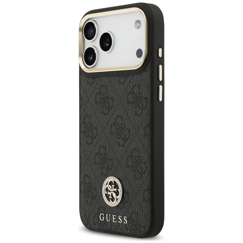 Husa MagSafe pentru Apple iPhone 18 Pro Max / 17 Pro Max, Guess, 4G Strass Logo, Neagra