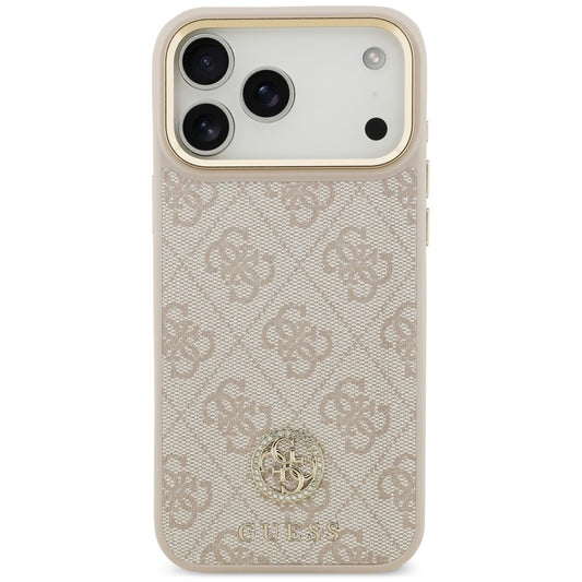Husa MagSafe pentru Apple iPhone 18 Pro Max / 17 Pro Max, Guess, 4G Strass Logo, Roz