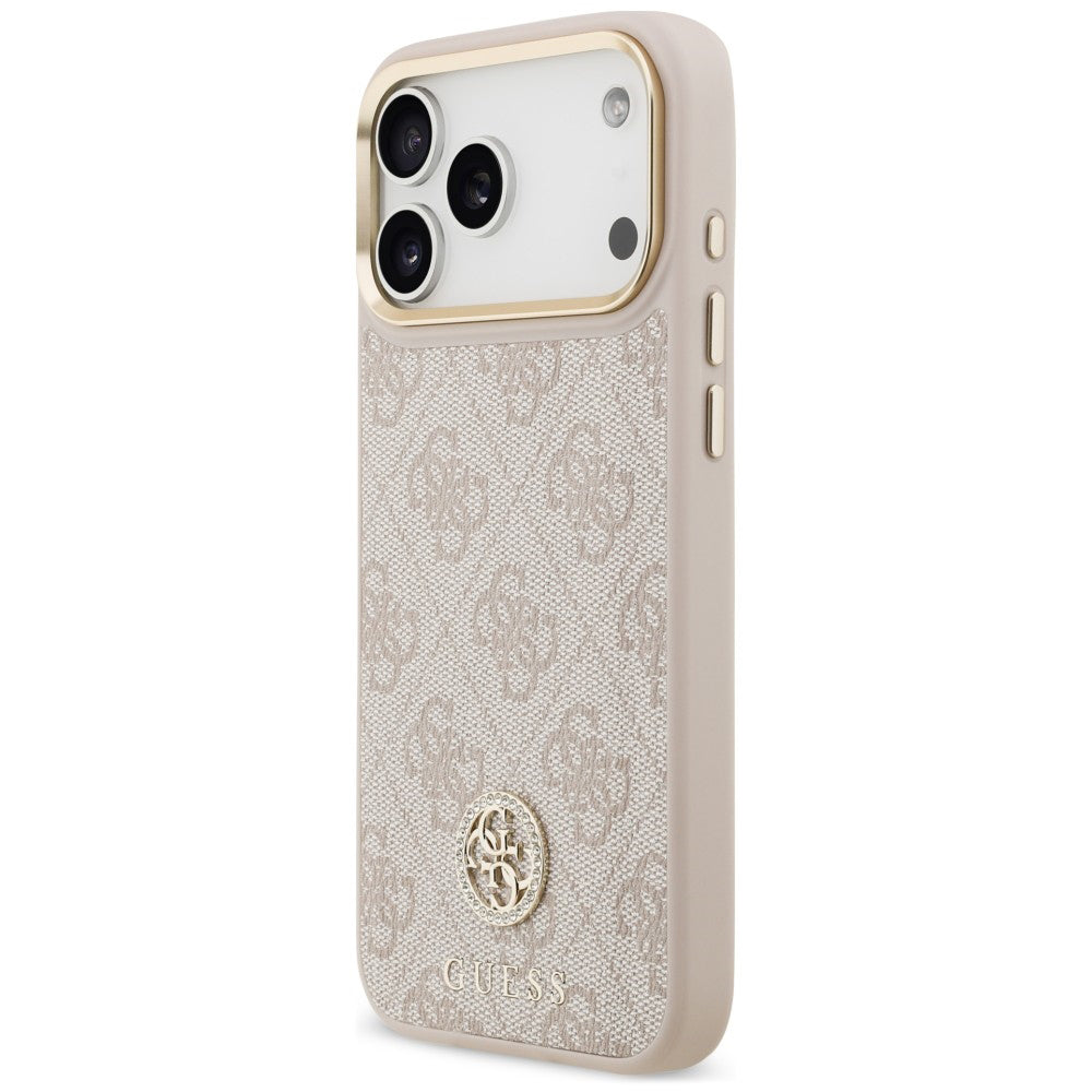Husa MagSafe pentru Apple iPhone 18 Pro Max / 17 Pro Max, Guess, 4G Strass Logo, Roz