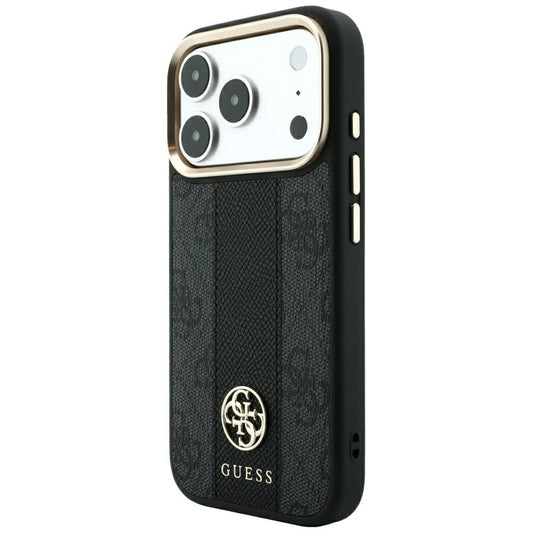 Husa MagSafe pentru Apple iPhone 18 Pro Max / 17 Pro Max, Guess, 4G Stripe Round Classic Logo, Neagra