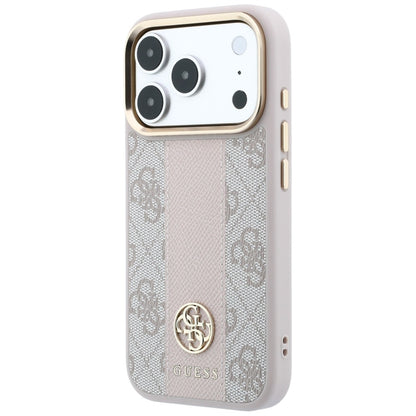 Husa MagSafe pentru Apple iPhone 18 Pro Max / 17 Pro Max, Guess, 4G Stripe Round Classic Logo, Roz