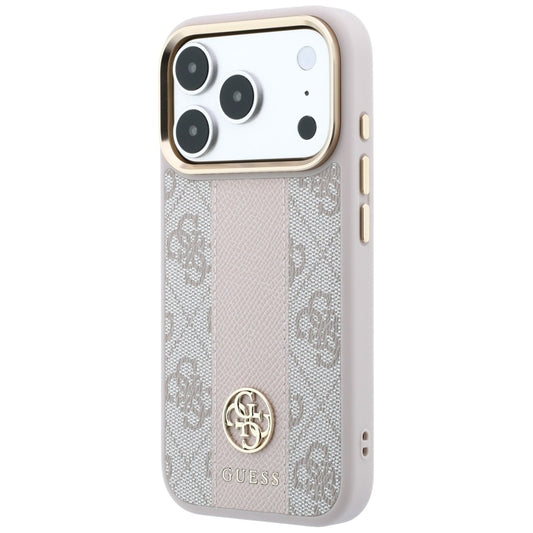 Husa MagSafe pentru Apple iPhone 18 Pro Max / 17 Pro Max, Guess, 4G Stripe Round Classic Logo, Roz