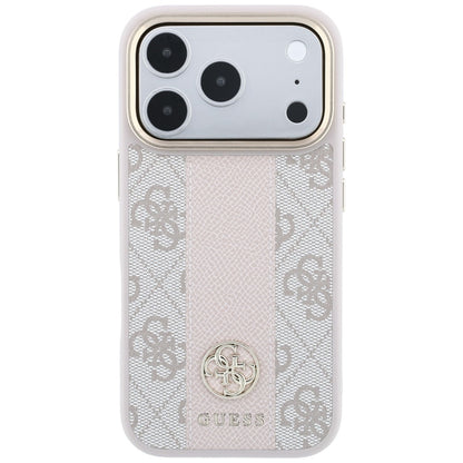 Husa MagSafe pentru Apple iPhone 18 Pro Max / 17 Pro Max, Guess, 4G Stripe Round Classic Logo, Roz