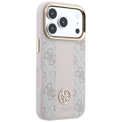 Husa MagSafe pentru Apple iPhone 18 Pro Max / 17 Pro Max, Guess, 4G Stripe Round Classic Logo, Roz