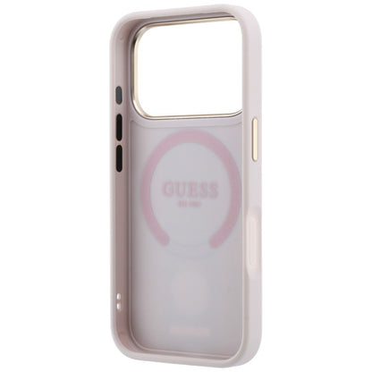 Husa MagSafe pentru Apple iPhone 18 Pro Max / 17 Pro Max, Guess, 4G Stripe Round Classic Logo, Roz