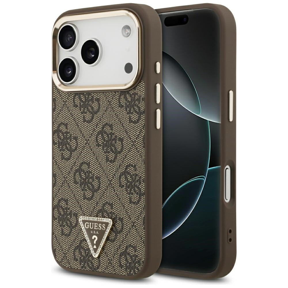Husa MagSafe pentru Apple iPhone 18 Pro Max / 17 Pro Max, Guess, 4G Triangle Logo, Maro