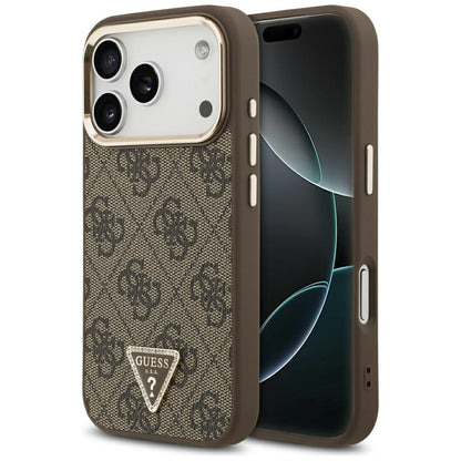 Husa MagSafe pentru Apple iPhone 18 Pro Max / 17 Pro Max, Guess, 4G Triangle Logo, Maro
