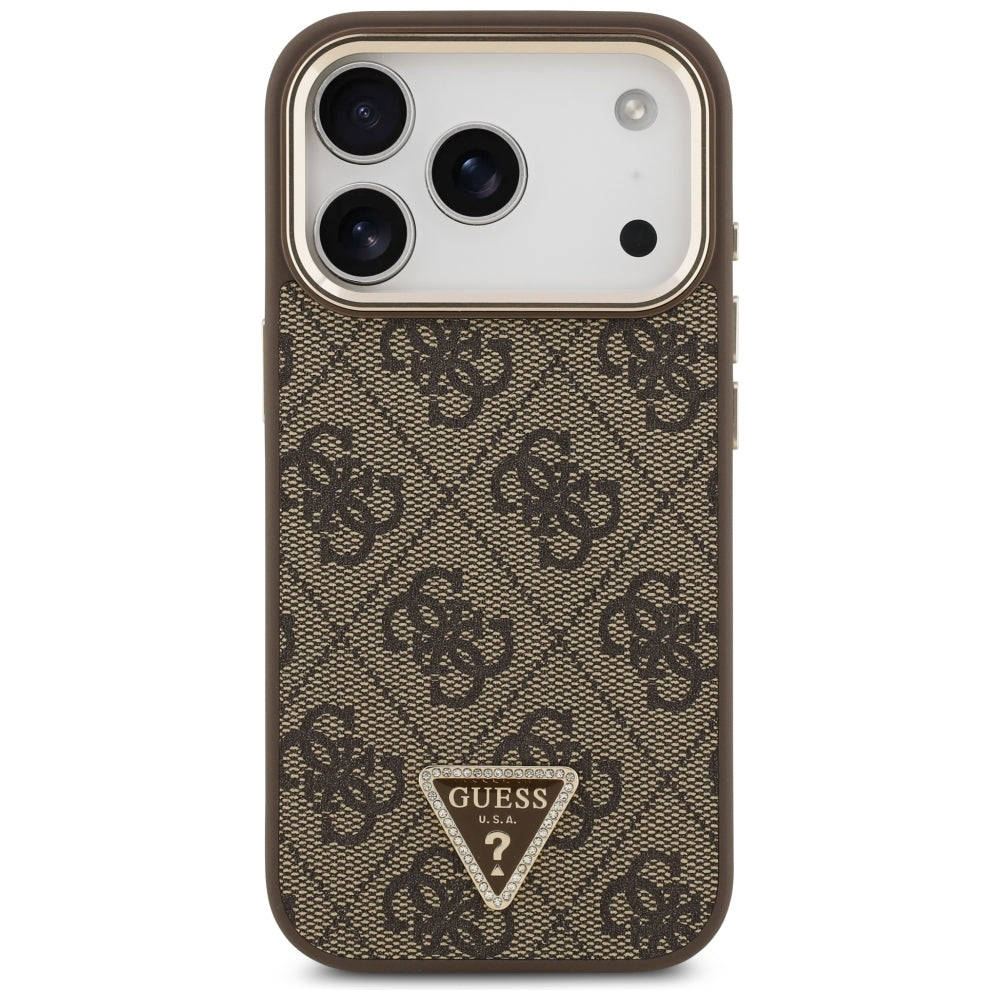 Husa MagSafe pentru Apple iPhone 18 Pro Max / 17 Pro Max, Guess, 4G Triangle Logo, Maro