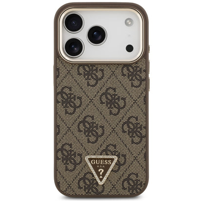 Husa MagSafe pentru Apple iPhone 18 Pro Max / 17 Pro Max, Guess, 4G Triangle Logo, Maro