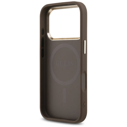 Husa MagSafe pentru Apple iPhone 18 Pro Max / 17 Pro Max, Guess, 4G Triangle Logo, Maro