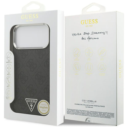 Husa MagSafe pentru Apple iPhone 18 Pro Max / 17 Pro Max, Guess, 4G Triangle Logo, Neagra