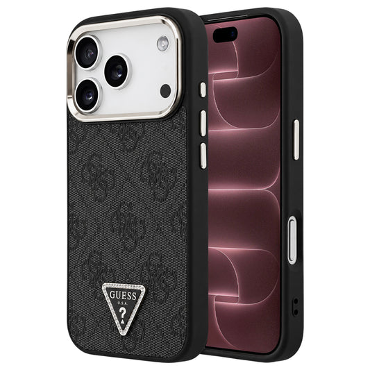 Husa MagSafe pentru Apple iPhone 18 Pro Max / 17 Pro Max, Guess, 4G Triangle Logo, Neagra Aurie