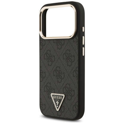 Husa MagSafe pentru Apple iPhone 18 Pro Max / 17 Pro Max, Guess, 4G Triangle Logo, Neagra Aurie