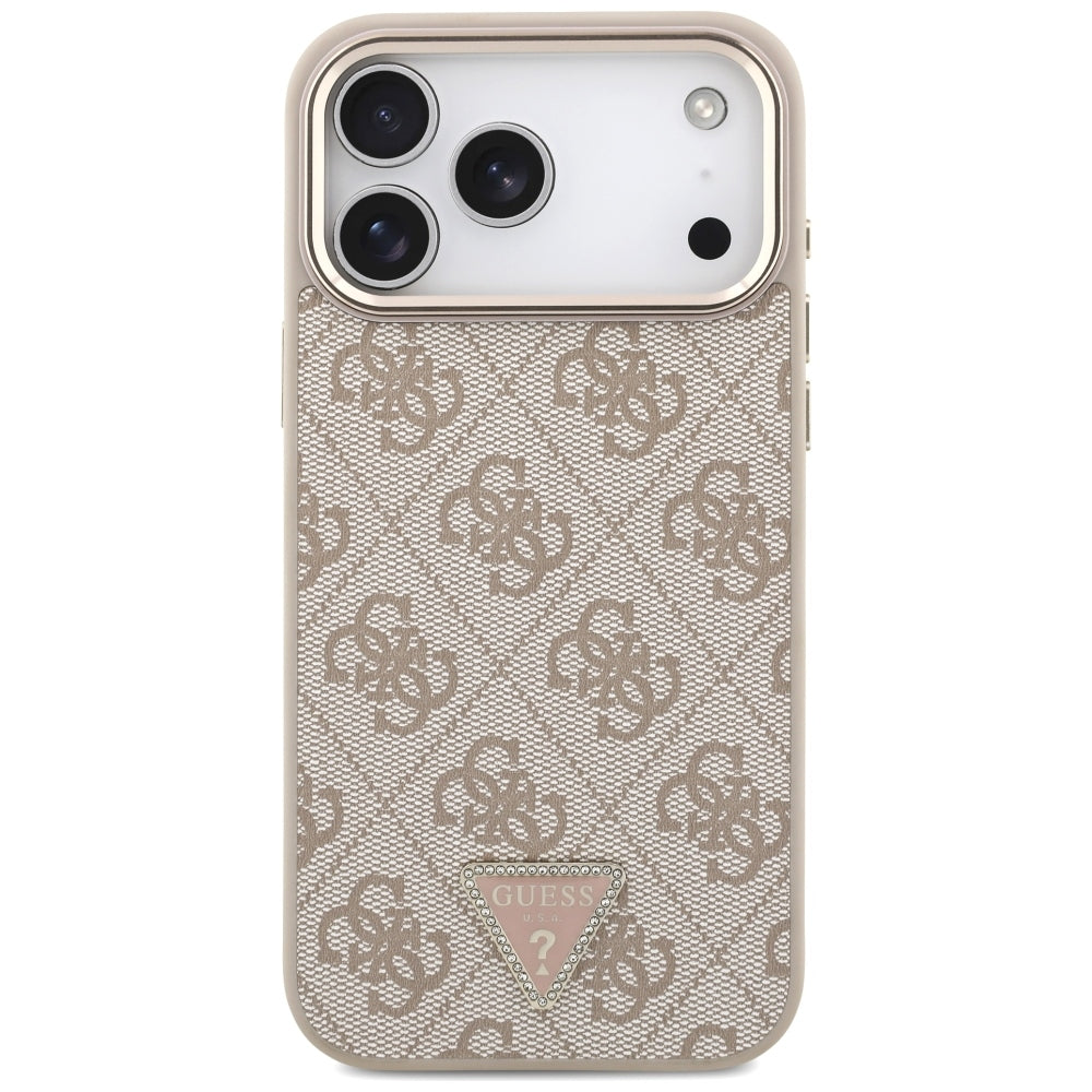 Husa MagSafe pentru Apple iPhone 18 Pro Max / 17 Pro Max, Guess, 4G Triangle Logo, Roz
