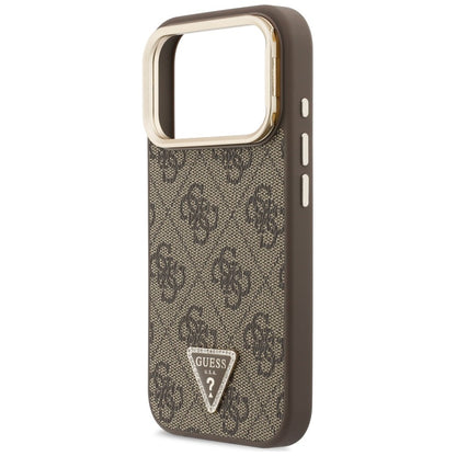 Husa MagSafe pentru Apple iPhone 18 Pro Max / 17 Pro Max, Guess, 4G Triangle Logo & Stand Camera, Maro