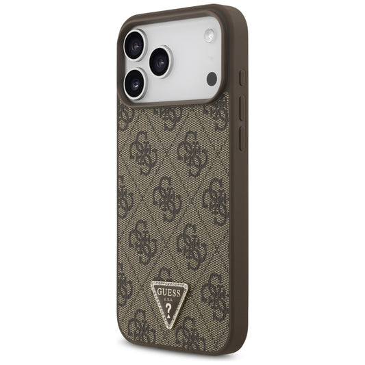 Husa MagSafe pentru Apple iPhone 18 Pro Max / 17 Pro Max, Guess, 4G Triangle Strass, Maro
