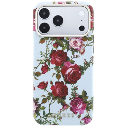 Husa MagSafe pentru Apple iPhone 18 Pro Max / 17 Pro Max, Guess, Blossom Roses Print, Bleu