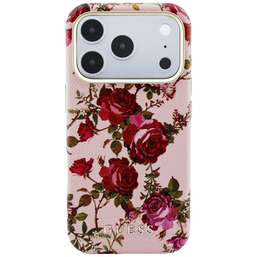 Husa MagSafe pentru Apple iPhone 18 Pro Max / 17 Pro Max, Guess, Blossom Roses Print, Roz