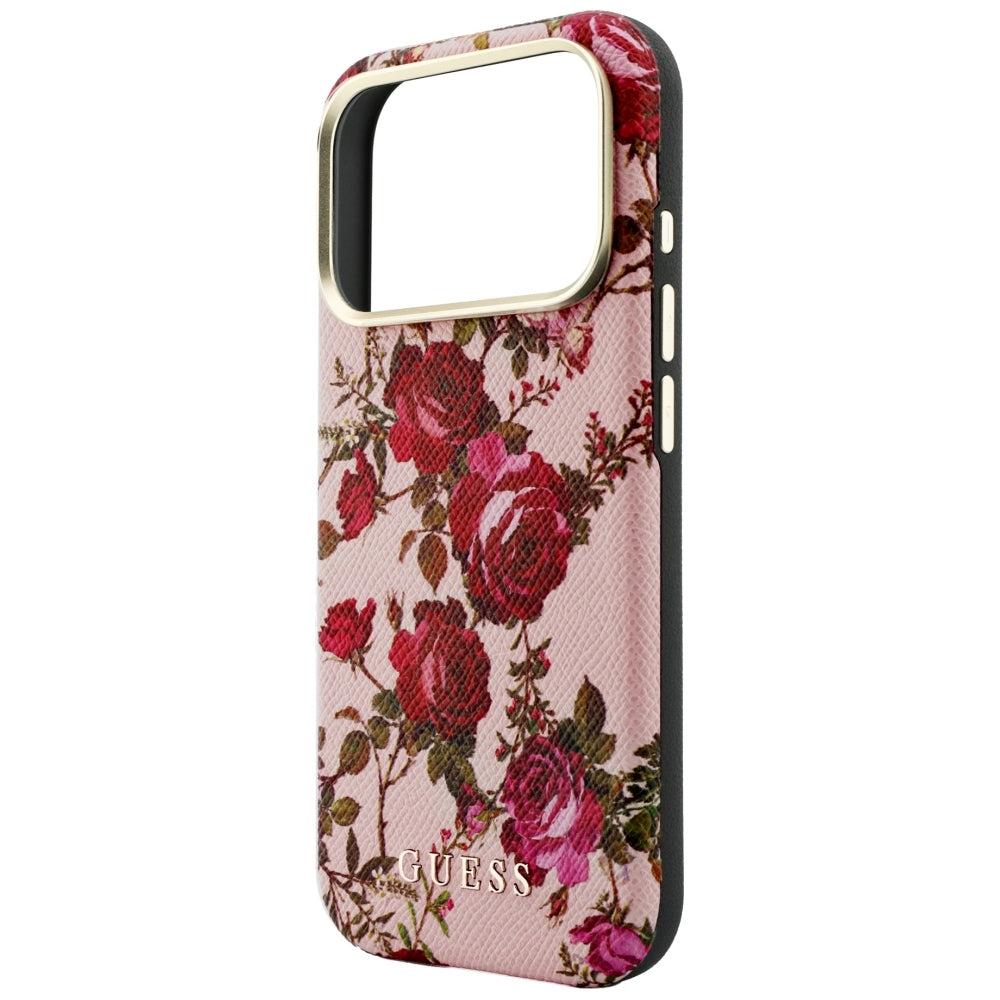Husa MagSafe pentru Apple iPhone 18 Pro Max / 17 Pro Max, Guess, Blossom Roses Print, Roz