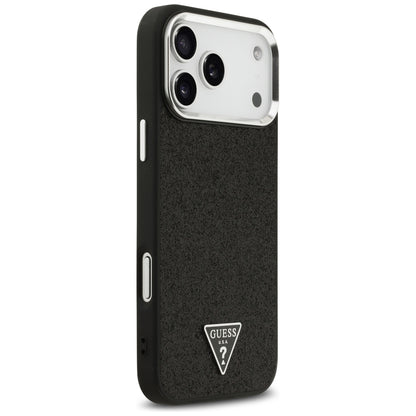 Husa MagSafe pentru Apple iPhone 18 Pro Max / 17 Pro Max, Guess, Glitter Triangle Logo, Neagra