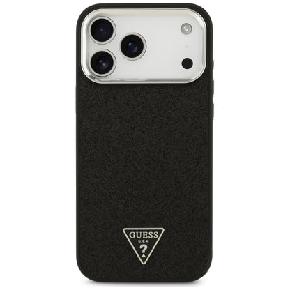 Husa MagSafe pentru Apple iPhone 18 Pro Max / 17 Pro Max, Guess, Glitter Triangle Logo, Neagra