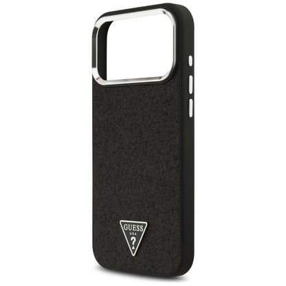Husa MagSafe pentru Apple iPhone 18 Pro Max / 17 Pro Max, Guess, Glitter Triangle Logo, Neagra