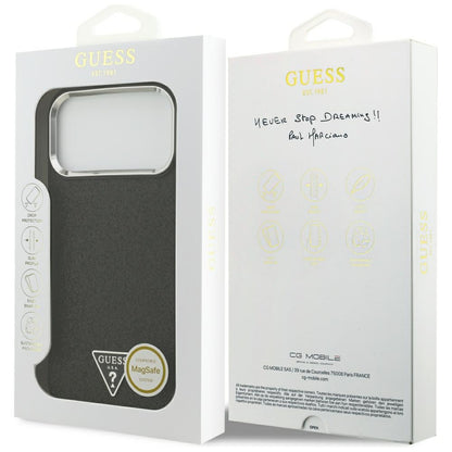 Husa MagSafe pentru Apple iPhone 18 Pro Max / 17 Pro Max, Guess, Glitter Triangle Logo, Neagra