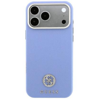 Husa MagSafe pentru Apple iPhone 18 Pro Max / 17 Pro Max, Guess, Grained Round Strass Logo, Bleu