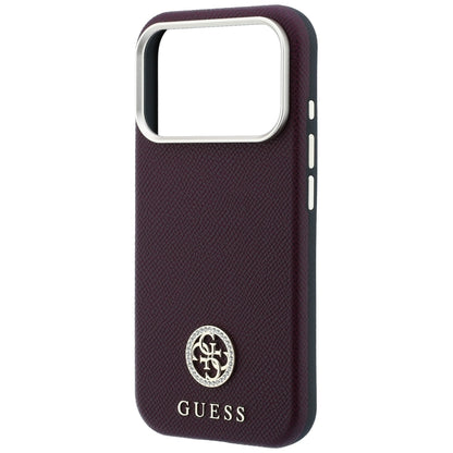 Husa MagSafe pentru Apple iPhone 18 Pro Max / 17 Pro Max, Guess, Grained Round Strass Logo, Visinie