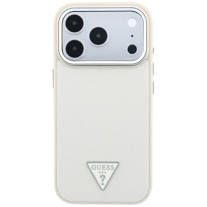 Husa MagSafe pentru Apple iPhone 18 Pro Max / 17 Pro Max, Guess, Grained Triangle Logo, Bej