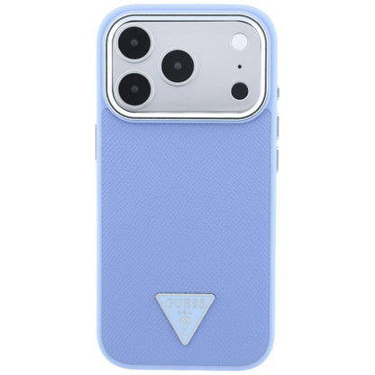 Husa MagSafe pentru Apple iPhone 18 Pro Max / 17 Pro Max, Guess, Grained Triangle Logo, Bleu