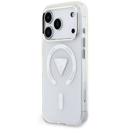 Husa MagSafe pentru Apple iPhone 18 Pro Max / 17 Pro Max, Guess, IML Gradient Triangle Logo, Transparenta
