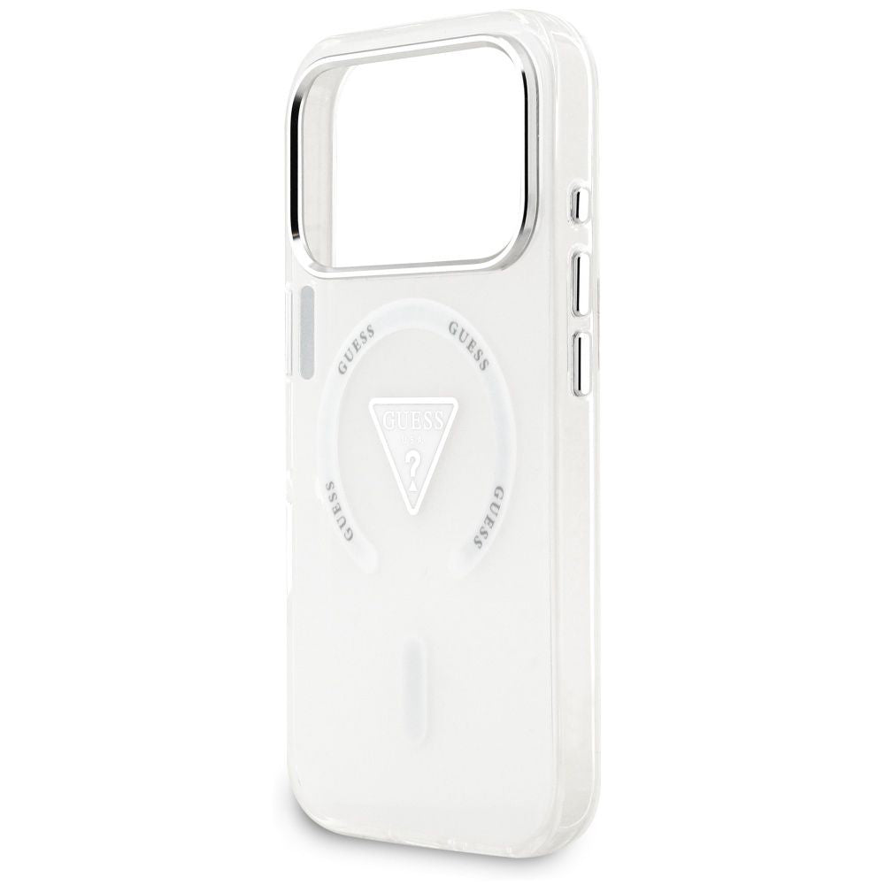 Husa MagSafe pentru Apple iPhone 18 Pro Max / 17 Pro Max, Guess, IML Gradient Triangle Logo, Transparenta