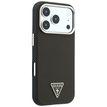 Husa MagSafe pentru Apple iPhone 18 Pro Max / 17 Pro Max, Guess, Kevlar Triangle Logo, Maro