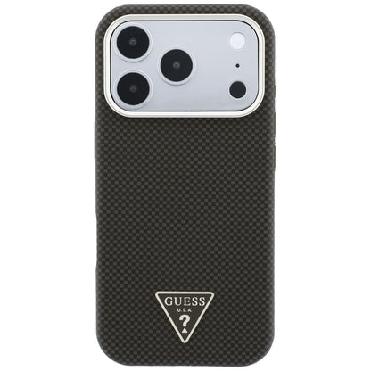 Husa MagSafe pentru Apple iPhone 18 Pro Max / 17 Pro Max, Guess, Kevlar Triangle Logo, Maro