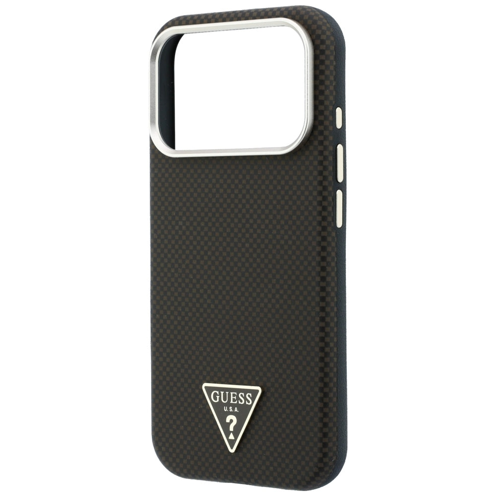 Husa MagSafe pentru Apple iPhone 18 Pro Max / 17 Pro Max, Guess, Kevlar Triangle Logo, Maro