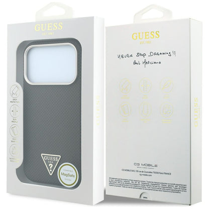 Husa MagSafe pentru Apple iPhone 18 Pro Max / 17 Pro Max, Guess, Kevlar Triangle Logo, Maro