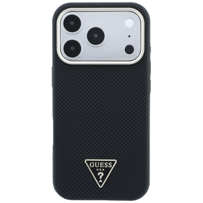 Husa MagSafe pentru Apple iPhone 18 Pro Max / 17 Pro Max, Guess, Kevlar Triangle Logo, Neagra