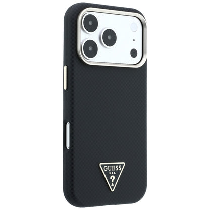 Husa MagSafe pentru Apple iPhone 18 Pro Max / 17 Pro Max, Guess, Kevlar Triangle Logo, Neagra