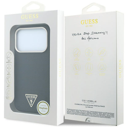 Husa MagSafe pentru Apple iPhone 18 Pro Max / 17 Pro Max, Guess, Kevlar Triangle Logo, Neagra