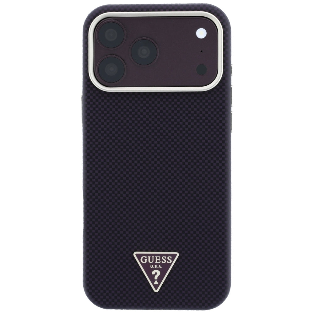 Husa MagSafe pentru Apple iPhone 18 Pro Max / 17 Pro Max, Guess, Kevlar Triangle Logo, Visinie