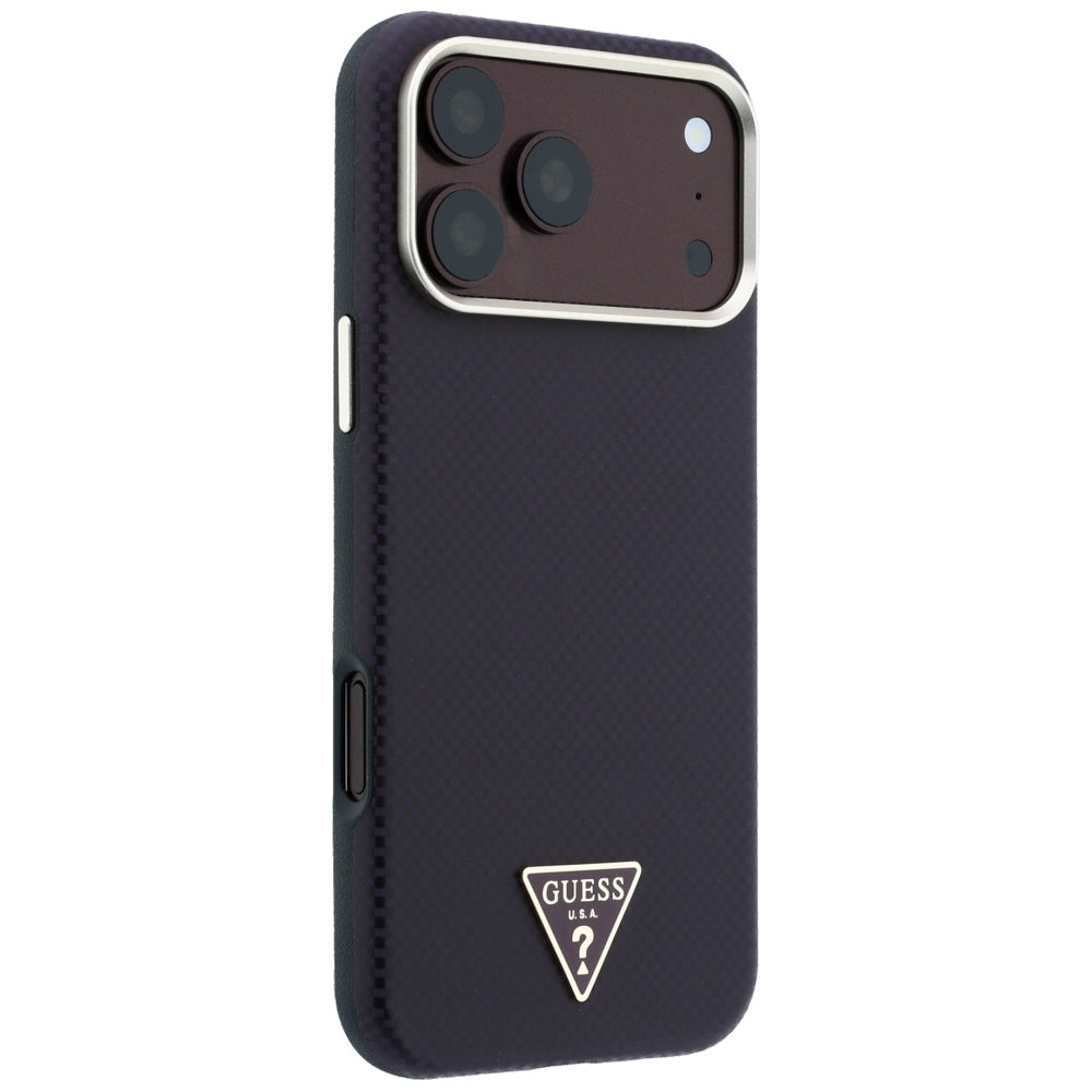 Husa MagSafe pentru Apple iPhone 18 Pro Max / 17 Pro Max, Guess, Kevlar Triangle Logo, Visinie