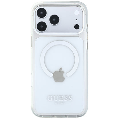 Husa MagSafe pentru Apple iPhone 18 Pro Max / 17 Pro Max, Guess, Metal Outline, Argintie