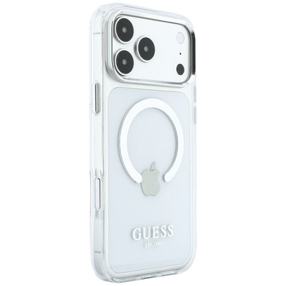 Husa MagSafe pentru Apple iPhone 18 Pro Max / 17 Pro Max, Guess, Metal Outline, Argintie