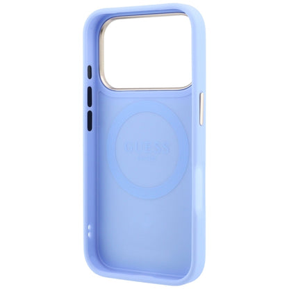Husa MagSafe pentru Apple iPhone 18 Pro Max / 17 Pro Max, Guess, Peony 4G Small Logo, Bleu