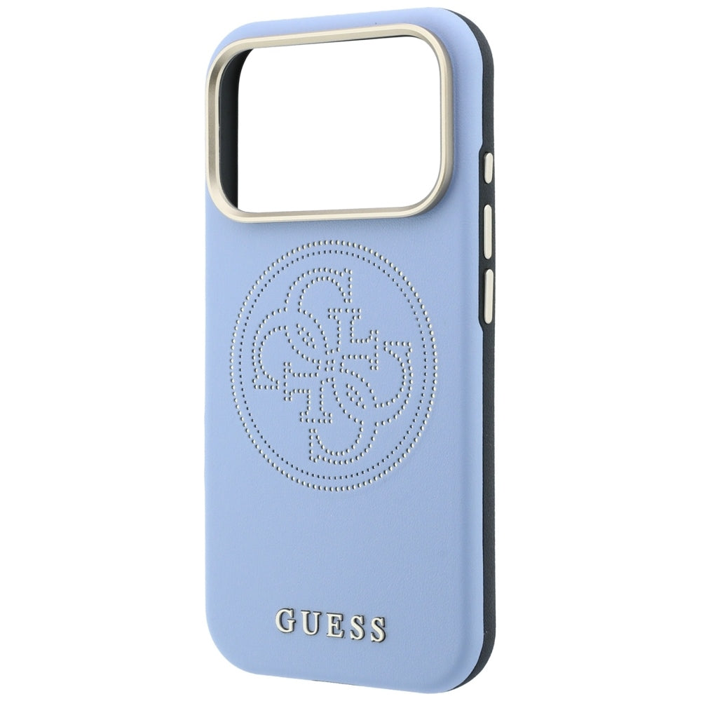 Husa MagSafe pentru Apple iPhone 18 Pro Max / 17 Pro Max, Guess, Perforated 4G, Bleu