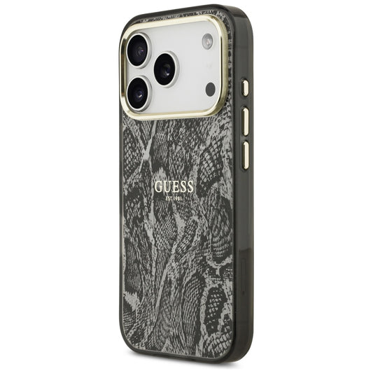 Husa MagSafe pentru Apple iPhone 18 Pro Max / 17 Pro Max, Guess, Python Pattern, Neagra